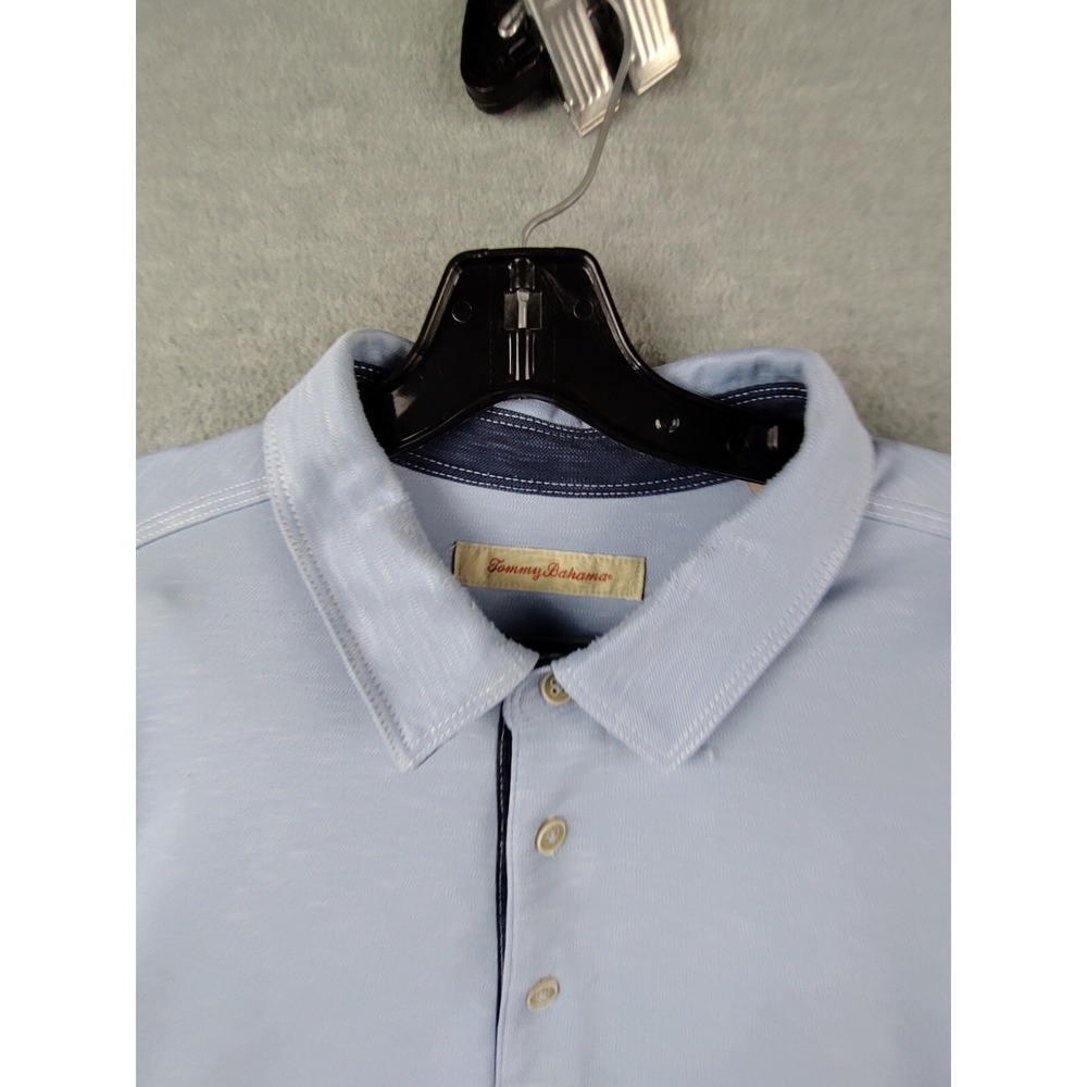 Tommy Bahama Mens Shirt‎ Extra Large Blue Knit Polo Golf Active Casual Resort